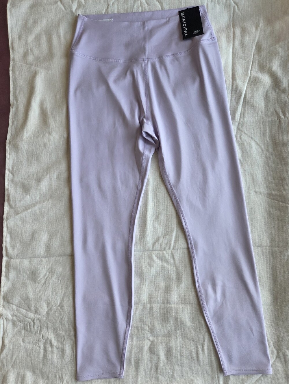 MUNICIPAL Women's High Waisted Gymwear Leggings Lilac Purple Size L  New